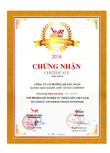 Chứng nhận đứng thứ 46 trong tốp 500 Doanh nghiệp Tư nhân lớn nhất Việt Nam.