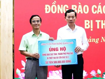 Công ty Cổ phần Đường Quảng Ngãi hỗ trợ đồng bào miền Bắc 500 triệu đồng khắc phục hậu quả do cơn bão số 3 (YAGI)