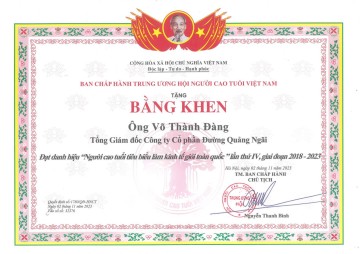 Ông Võ Thành Đàng - Tổng Giám đốc QNS vinh dự được xướng tên tại Hội nghị biểu dương Người cao tuổi tiêu biểu làm kinh tế giỏi toàn quốc lần thứ IV