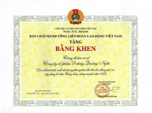 Bằng khen của Tổng Liên đoàn Lao động Việt Nam năm 2022