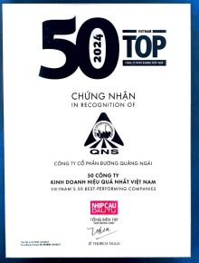 QNS lọt TOP 50 Công ty kinh doanh hiệu quả nhất Việt Nam năm 2024