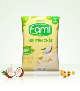 Hình sản phẩm: Sữa đậu nành Fami nguyên chất sữa dừa bịch 200ml