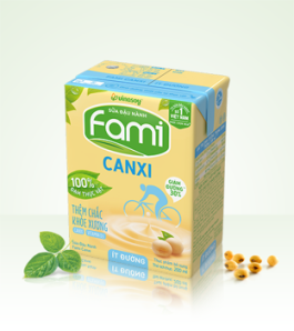 Sữa đậu nành Fami Canxi ít đường hộp 200ml