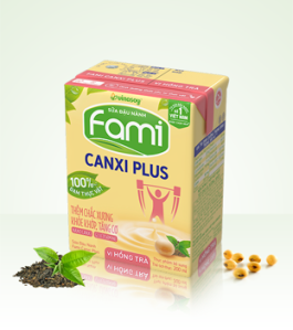 Sữa đậu nành Fami Canxi plus vị hồng trà hộp 200ml