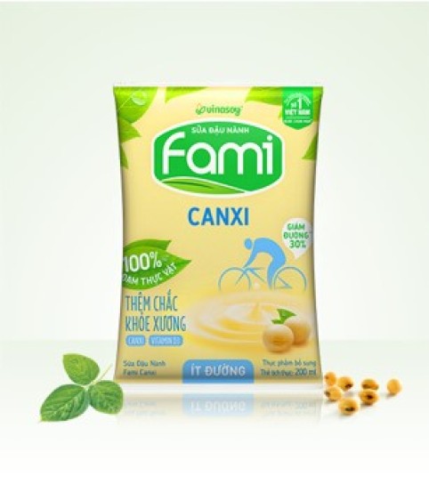 Sữa đậu nành Fami Canxi ít đường bịch 200ml