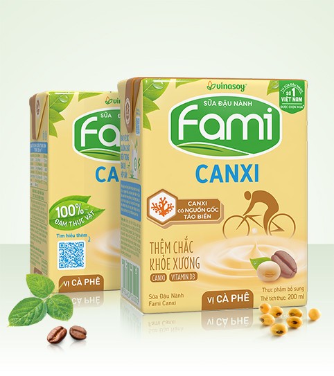 Sữa đậu nành Fami Canxi vị cà phê hộp 200ml