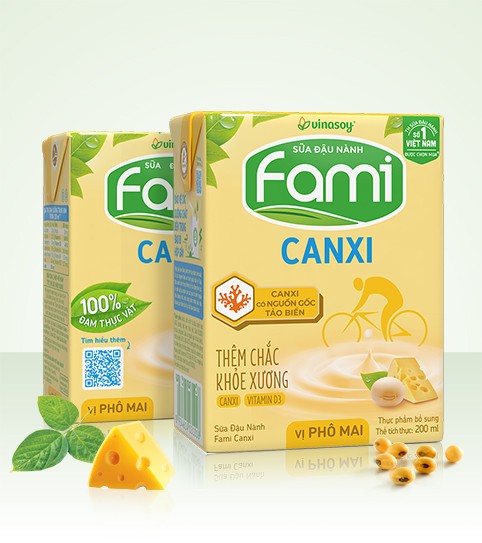 Sữa đậu nành Fami Canxi vị phô mai hộp 200ml