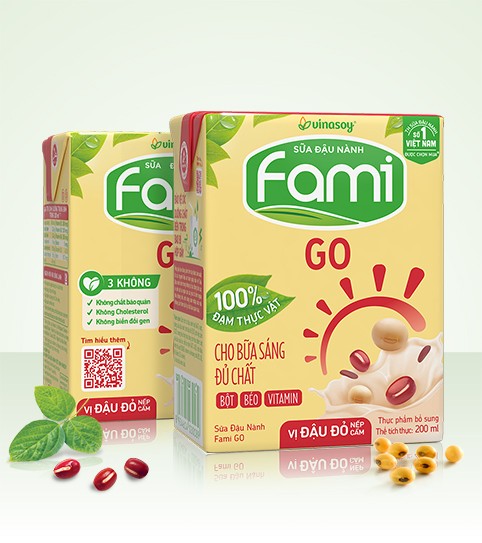 Sữa đậu nành Fami GO đậu đỏ nếp cẩm hộp 200ml