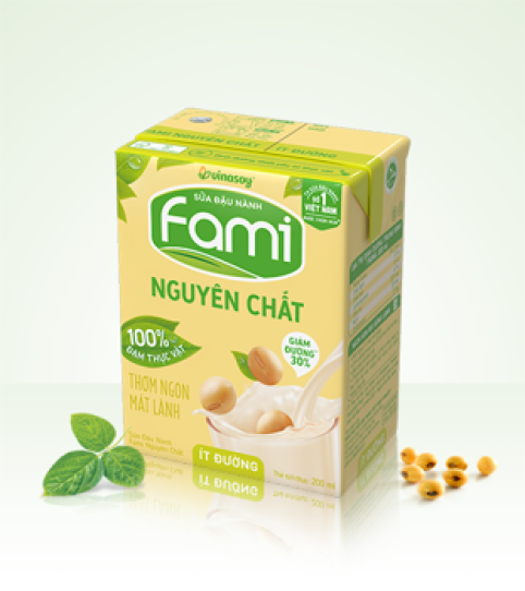 Sữa đậu nành Fami nguyên chất ít đường hộp 200ml