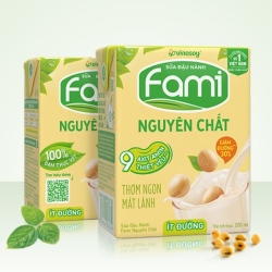 Sữa đậu nành Fami nguyên chất ít đường hộp 200ml