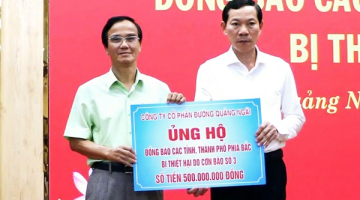 Công ty Cổ phần Đường Quảng Ngãi hỗ trợ đồng bào miền Bắc 500 triệu đồng khắc phục hậu quả do cơn bão số 3 (YAGI)