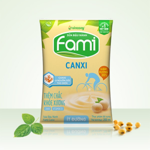 Sữa đậu nành Fami Canxi ít đường bịch 200ml