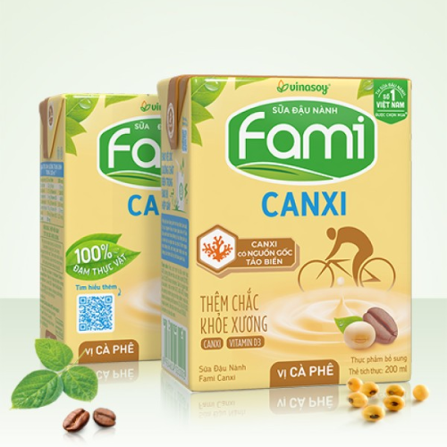 Sữa đậu nành Fami Canxi vị cà phê hộp 200ml