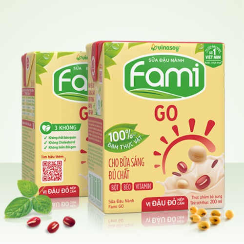 Sữa đậu nành Fami GO đậu đỏ nếp cẩm hộp 200ml