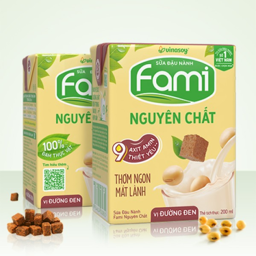 Sữa đậu nành Fami nguyên chất đường đen hộp 200ml