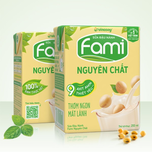 Sữa đậu nành Fami nguyên chất hộp 200ml